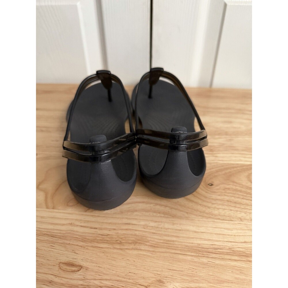 Crocs Isabella T-Strap Black Sandals Womens Sz 8 Jelly Comfort Lightweight - Picture 3 of 10